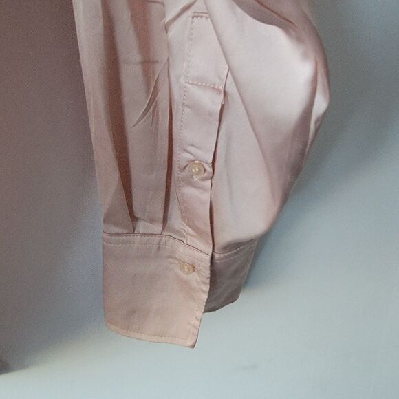 H&M women's V-neck blouse size L light pink Silky Satin Classic long sleeve - Picture 6 of 8